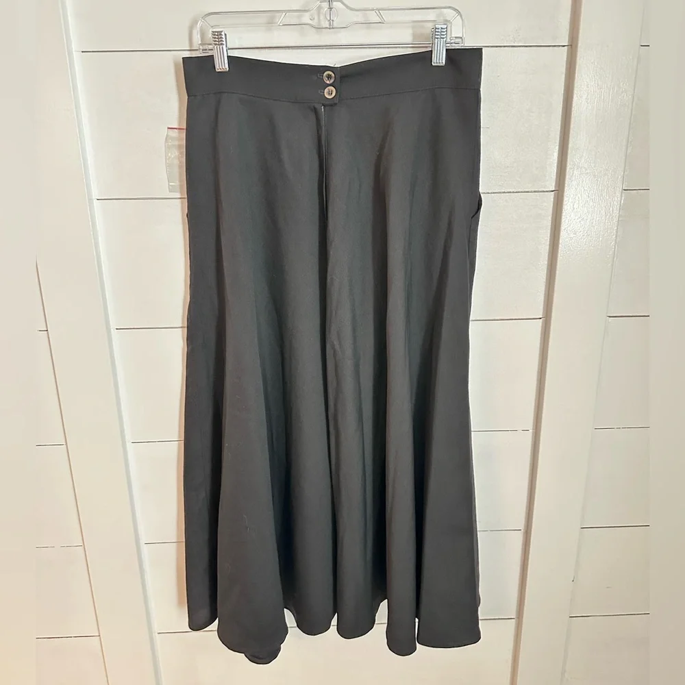 NWT 16 TALBOTS Black Made in the USA 100% wool maxi skirt old money quiet luxury - Picture 2 of 11